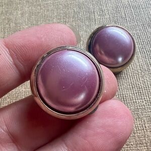 Vintage Pink Faux Pearl MCM Clip-On Earrings 1950s 1960s Jewelry Mad Men